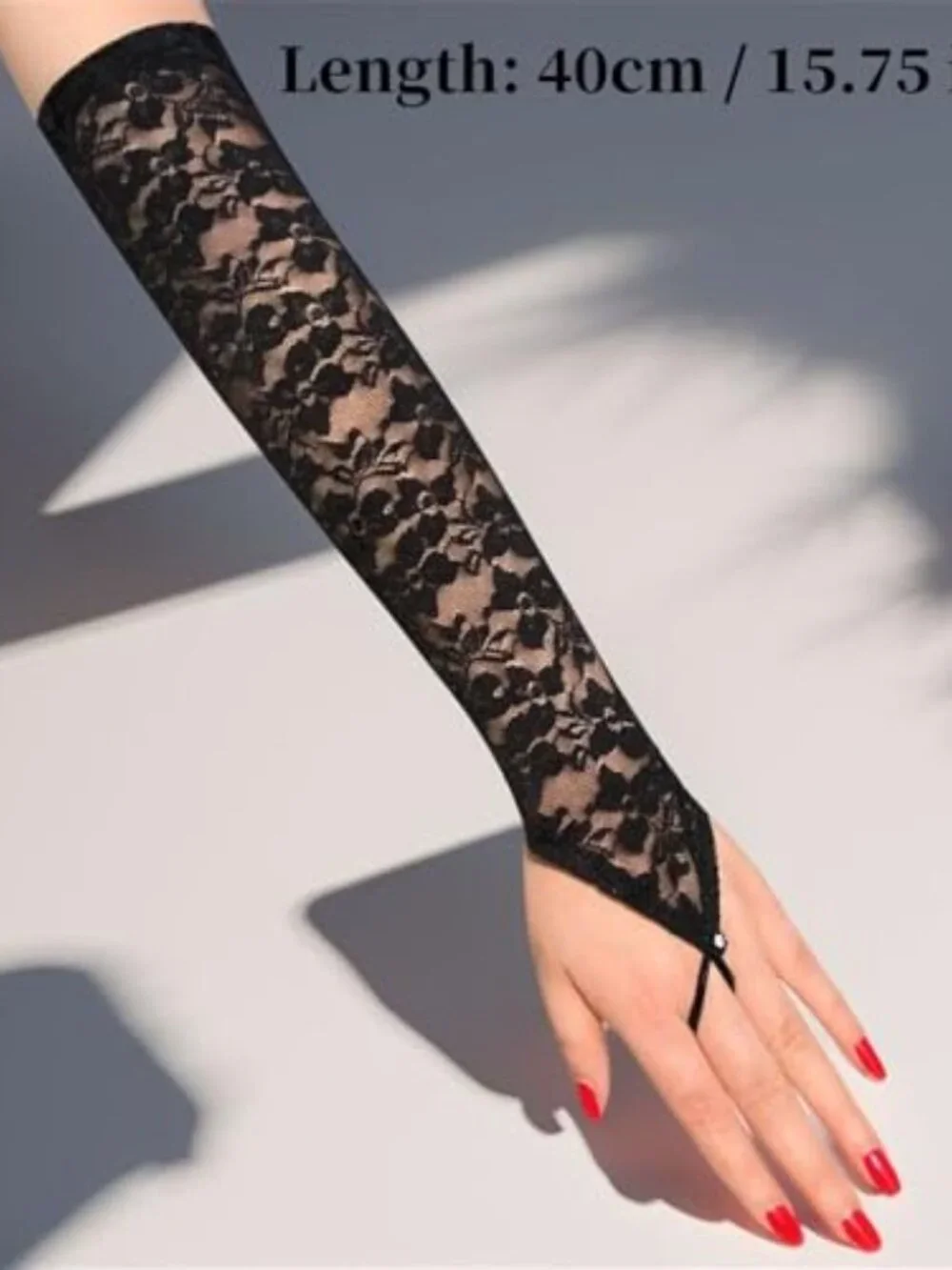 Sheer Lace Fingerless Gloves Women Goth Bridal Y2K Opera Length Arm Warmers